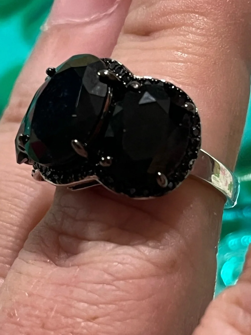 Fuzion Creations FZN Sterling Silver 925 Black Spinel Three Stone Size 6 Ring